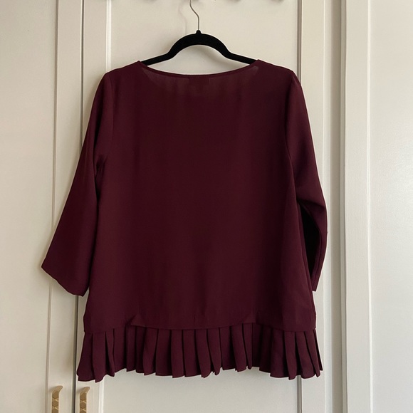 J. JILL Burgundy 3/4 Sleeve Blouse Tunic Size S - Picture 4 of 12
